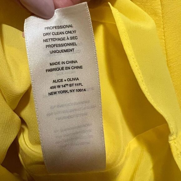 Alice + Olivia Women's Yellow Back Zip Sleeveless V-Neck Mini Dress Size 0 lined - Picture 6 of 6